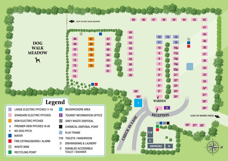 Heathfield Farm Camping Park Map